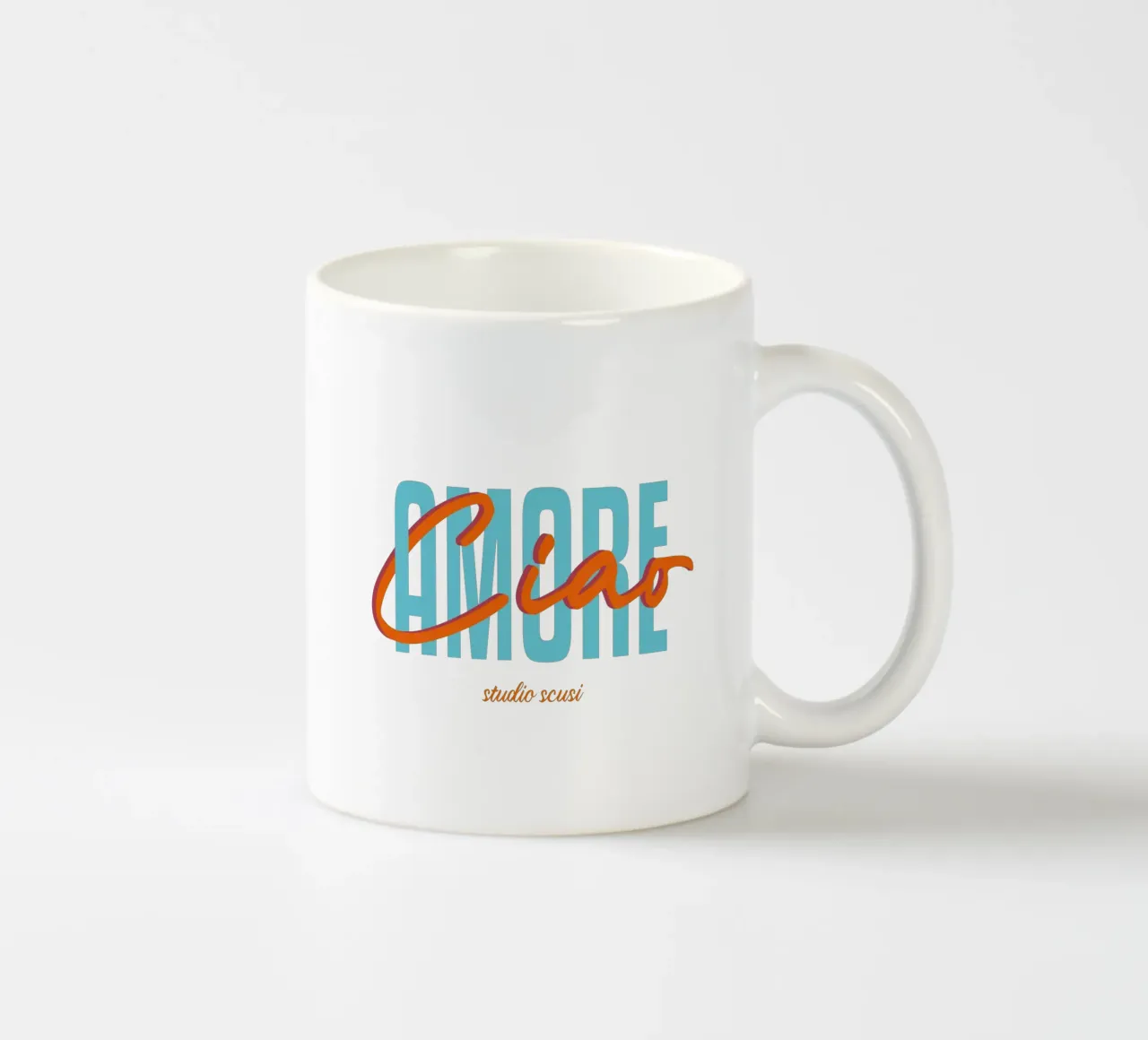 Ciao Amore Türkis Rot intrecciato tazza in ceramica da studio scusi