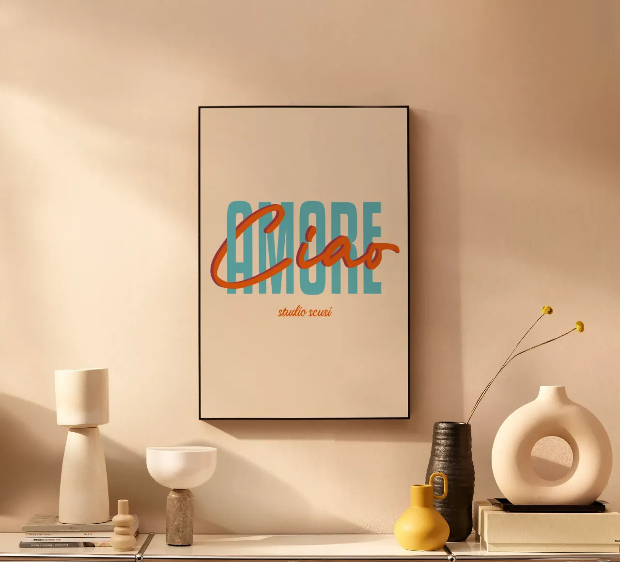 Ciao Amore Türkis Rot intrecciato alluminio dibond da studio scusi