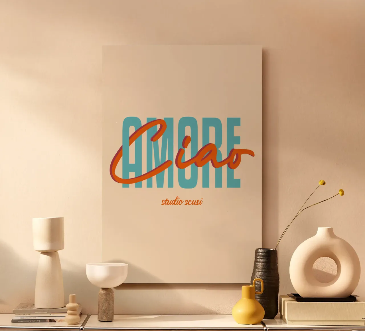 Ciao Amore Türkis Rot intrecciato alluminio dibond da studio scusi
