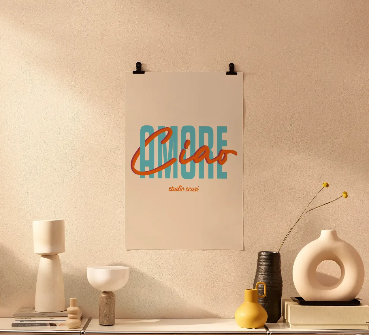 Ciao Amore Türkis Rot intrecciato carta hahnemühle da studio scusi