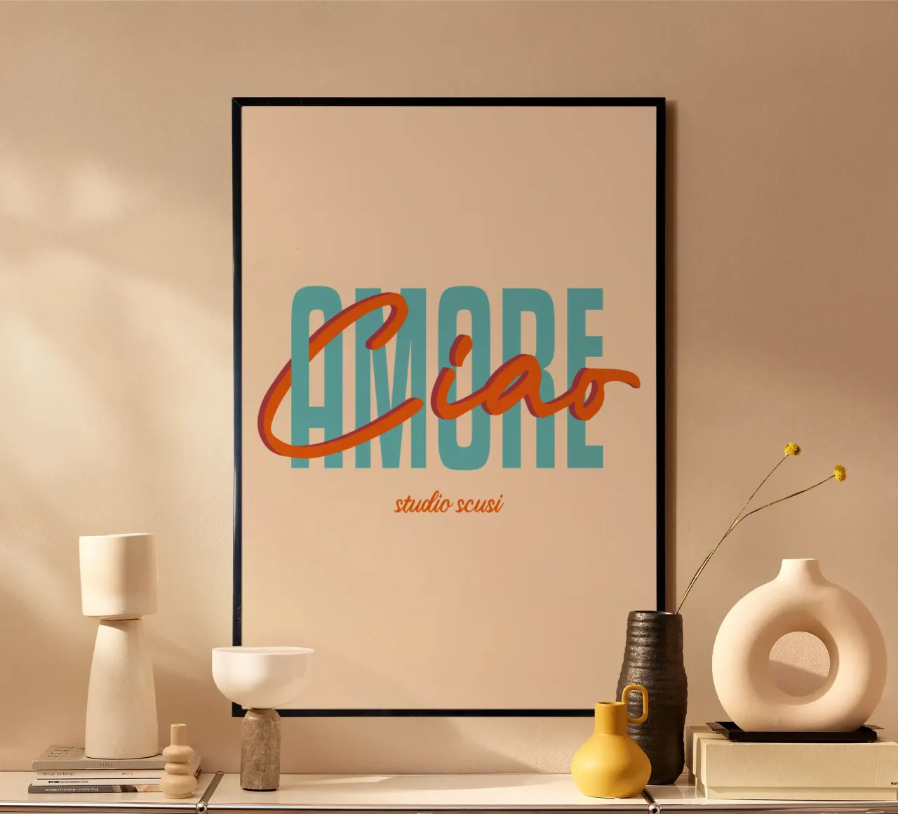 Ciao Amore Türkis Rot intrecciato carta hahnemühle da studio scusi