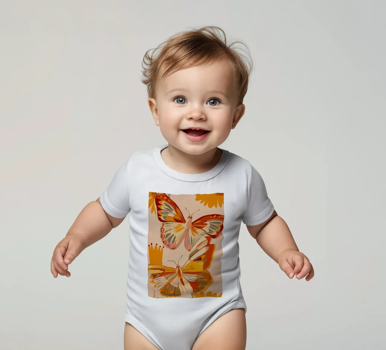 Golden Flight - Dance of the Butterflies body neonato maniche corte da Luca