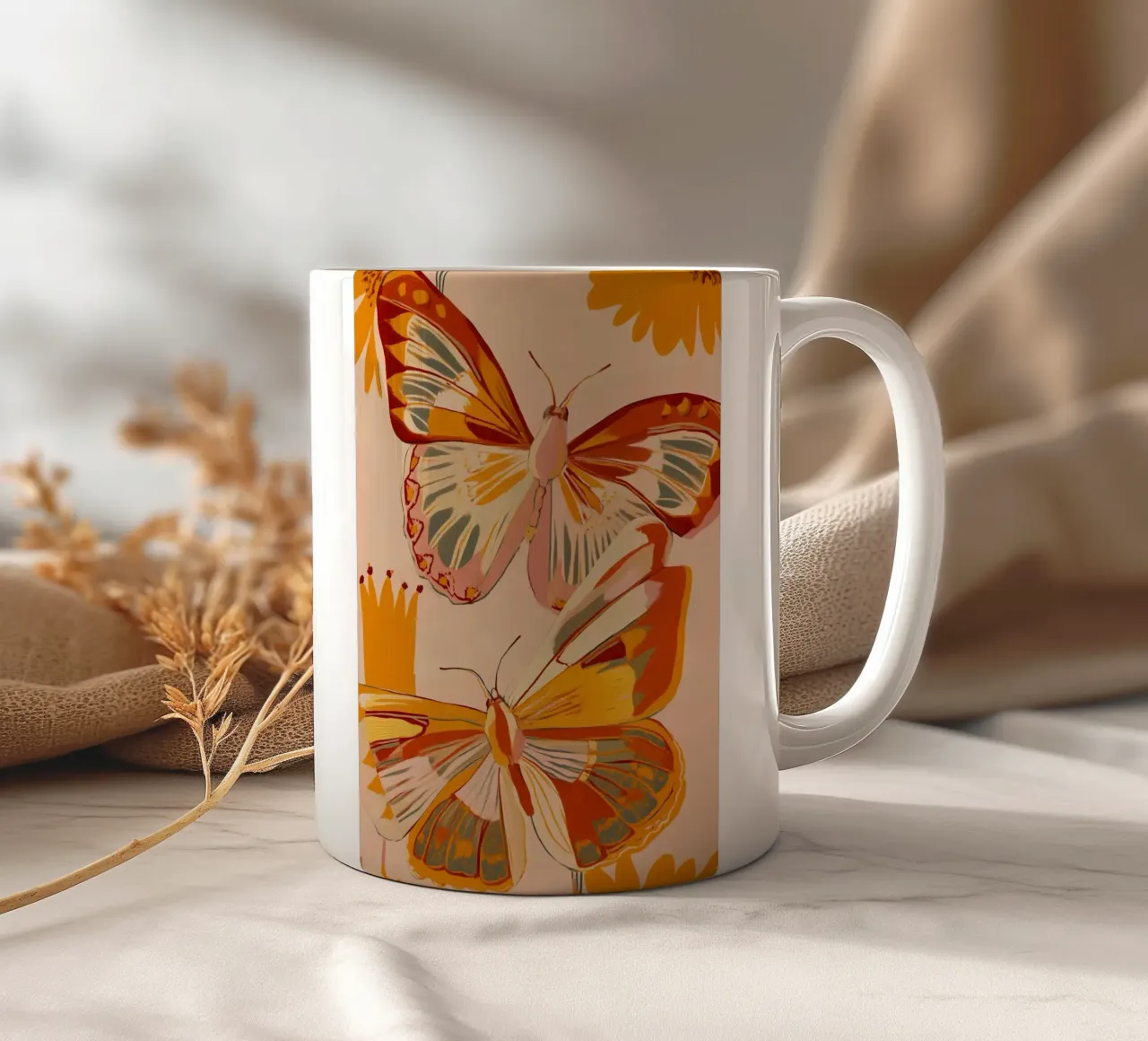 Golden Flight - Dance of the Butterflies tazza in ceramica da Luca