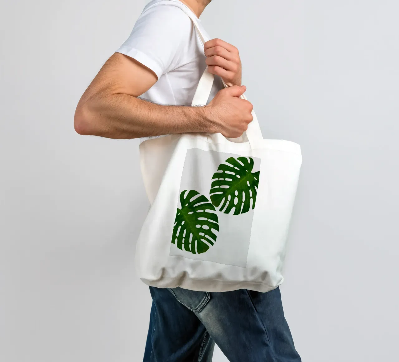 Foglia di Monstera II borsa in juta da Orara Studio