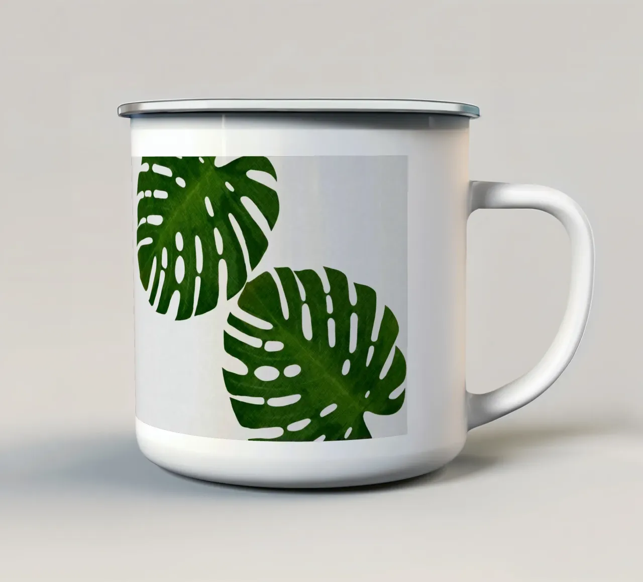 Foglia di Monstera II tazza in smalto da Orara Studio