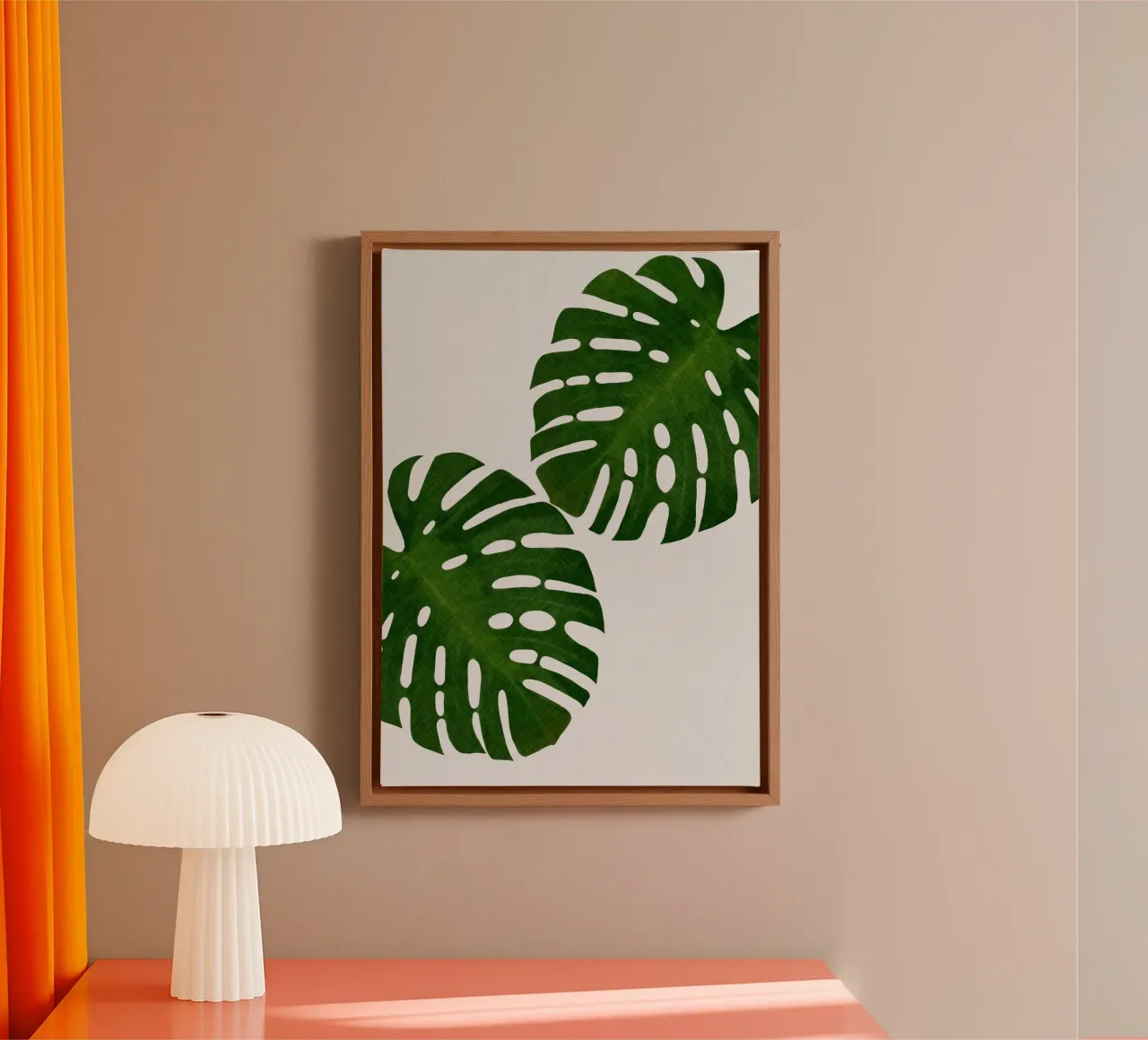 Monstera Leaf II canvas with Floater frame by Orara Studio