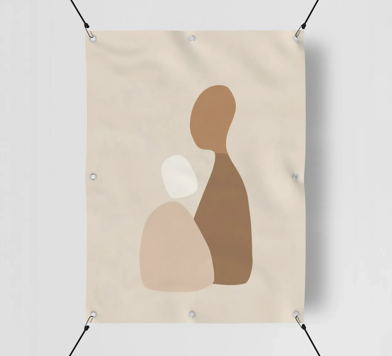 Ensemble - Art abstrait minimal de formes dans des couleurs neutres bâche pvc de Aralyn