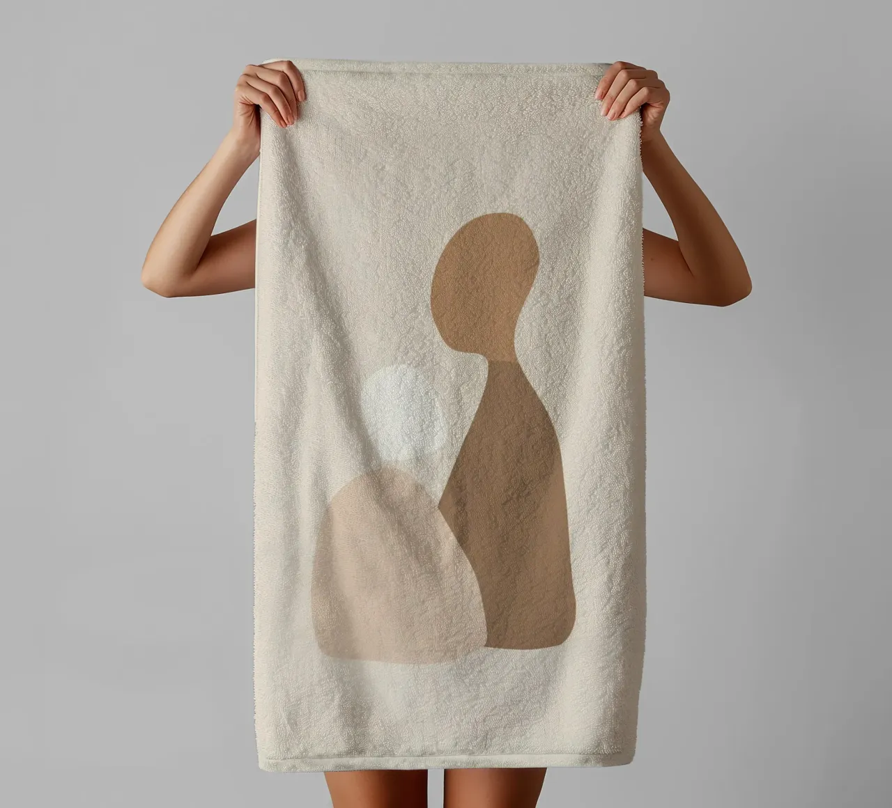 Ensemble - Art abstrait minimal de formes dans des couleurs neutres serviette de bain de Aralyn