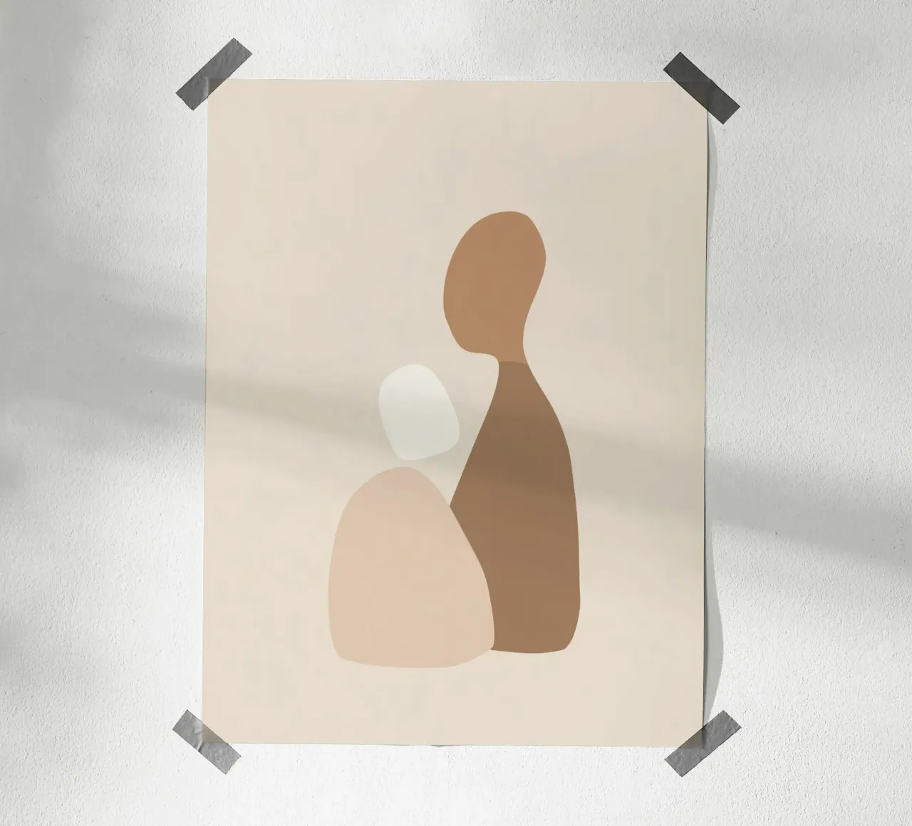 Together - Minimal Abstracte Vormen Kunst in Neutrale Kleuren hahnemühle van Aralyn