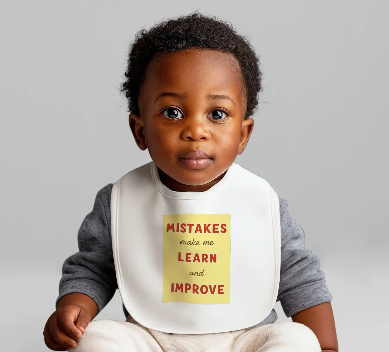 mistakes make me learn and improve baby bib by Botania