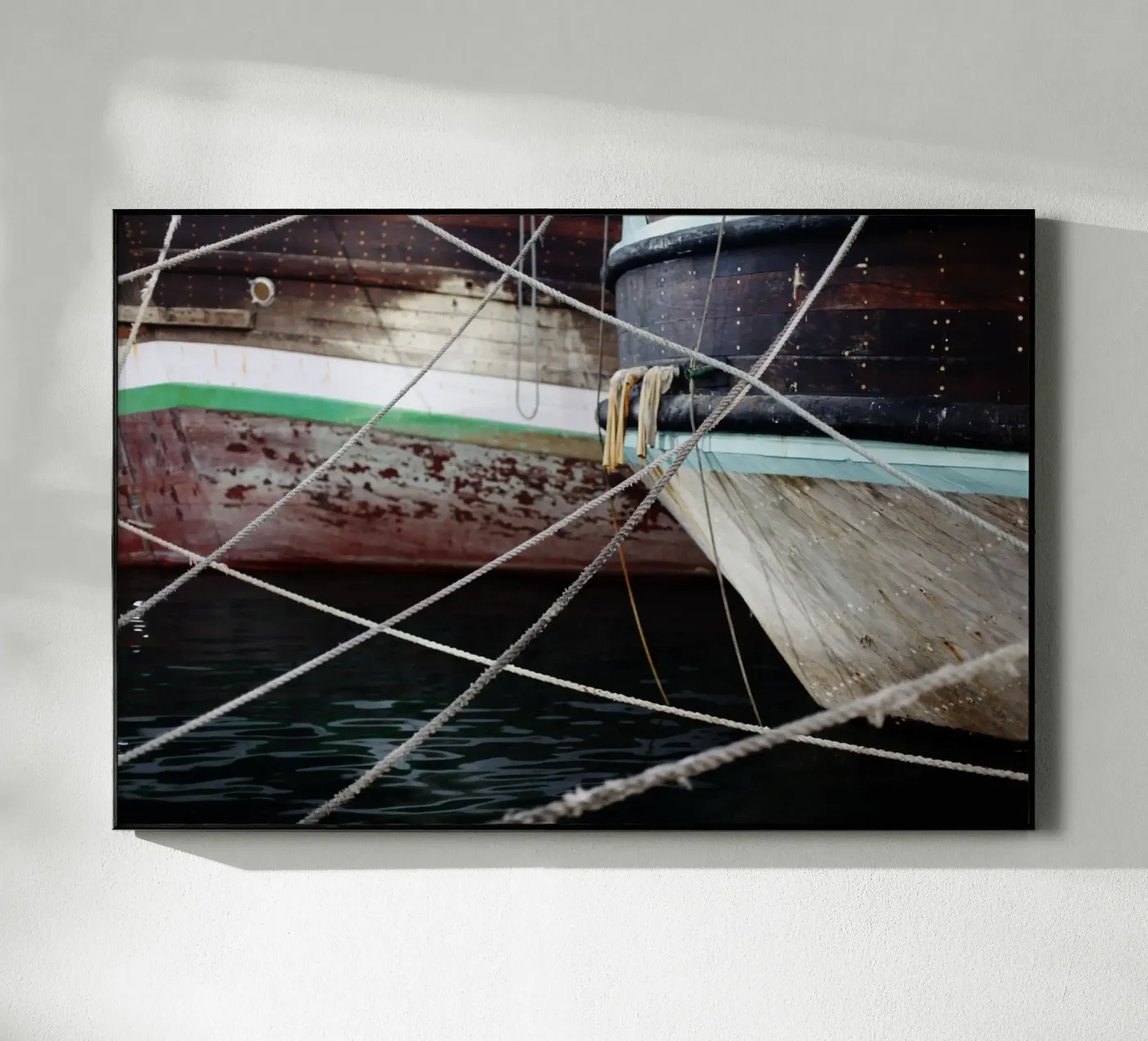 Boats and ropes in Dubai, UAE plexiglass da art picture