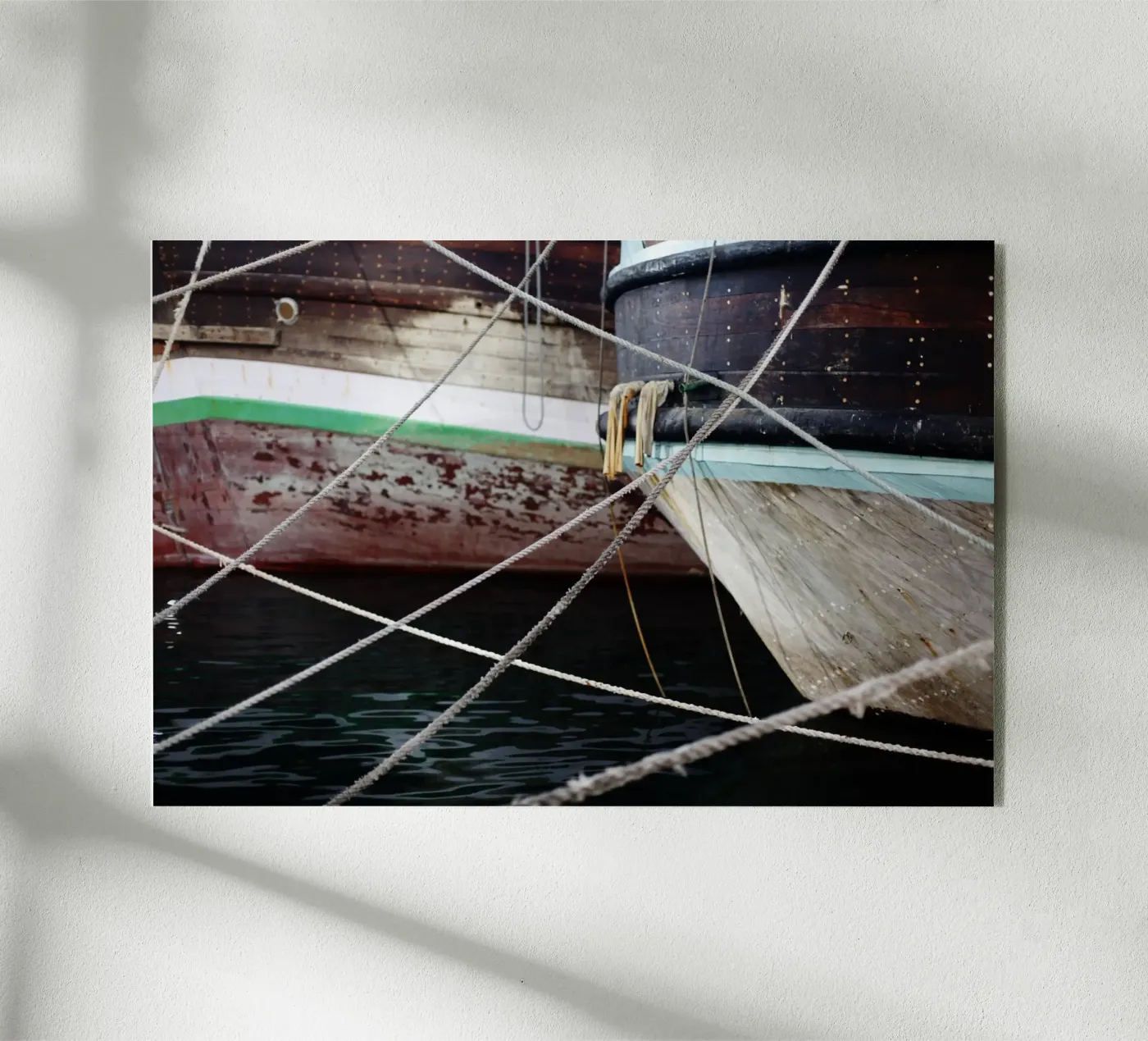 Boats and ropes in Dubai, UAE plexiglass da art picture