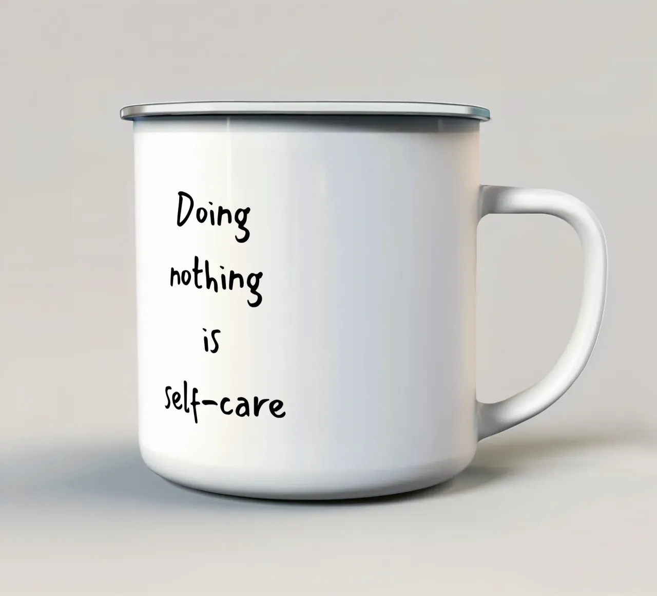 Citazione sulla cura di sé tazza in smalto da Imaginative