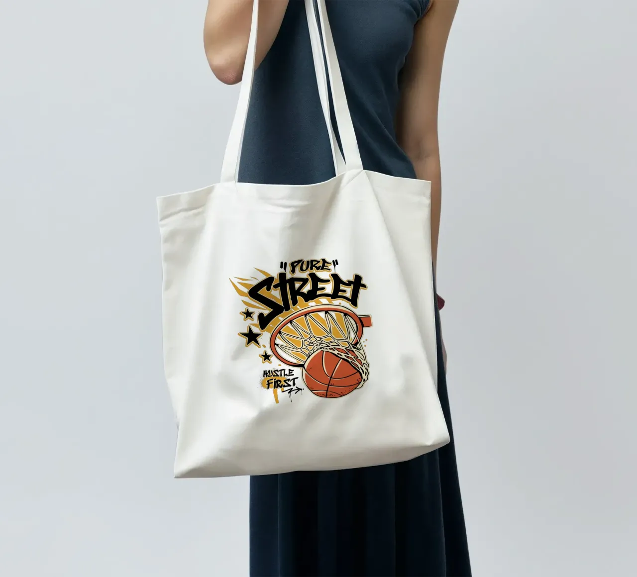 Hustle First Street Basket borsa in juta da TeeLab