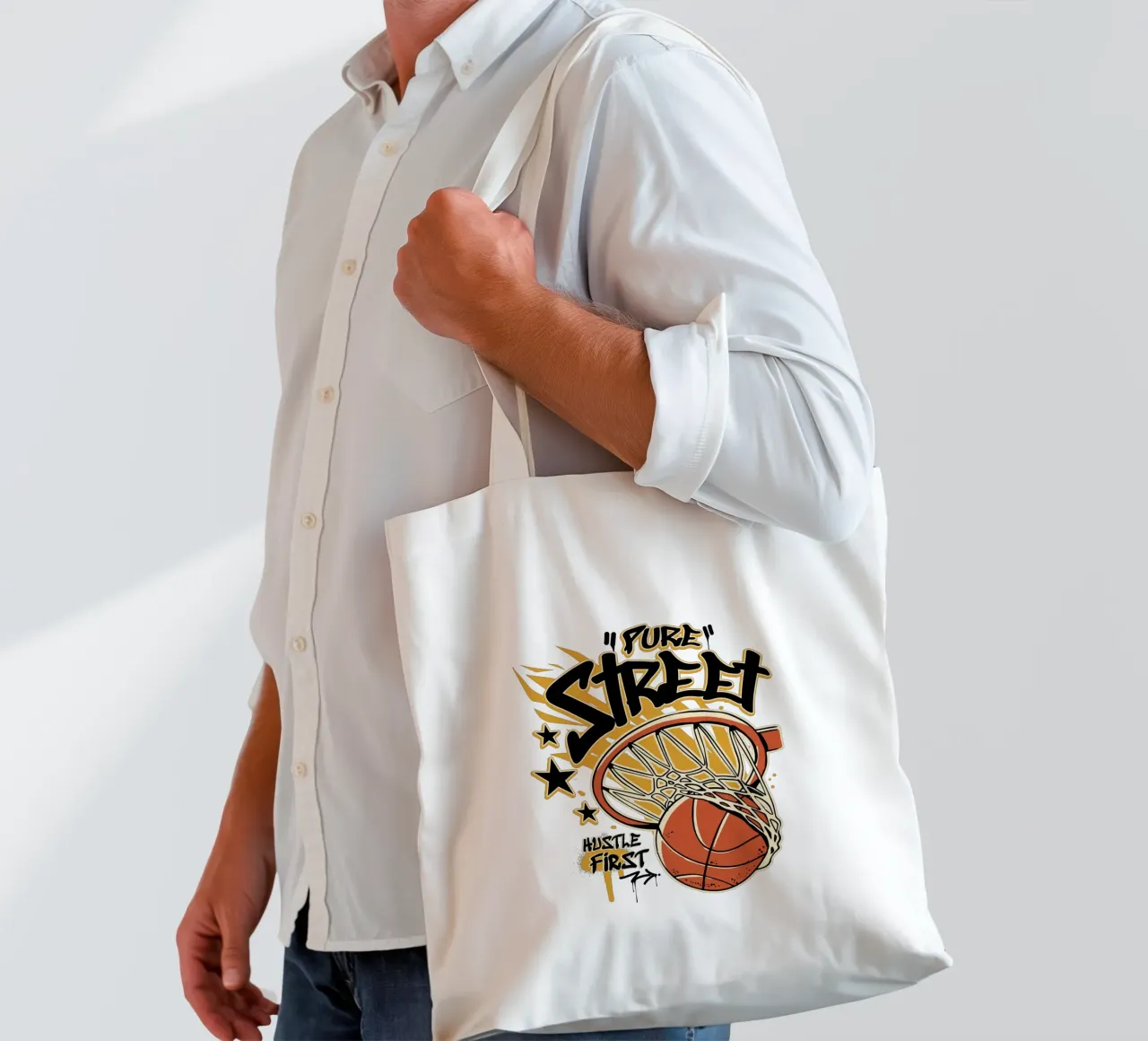 Hustle First Street Basket borsa in juta da TeeLab