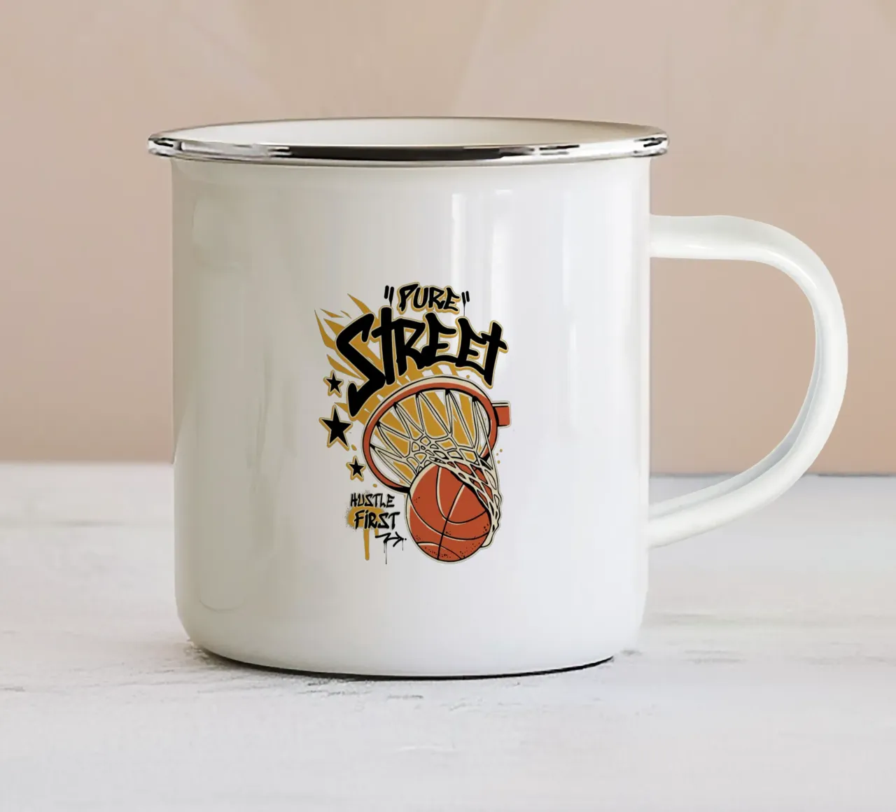 Hustle First Street Basket tazza in smalto da TeeLab