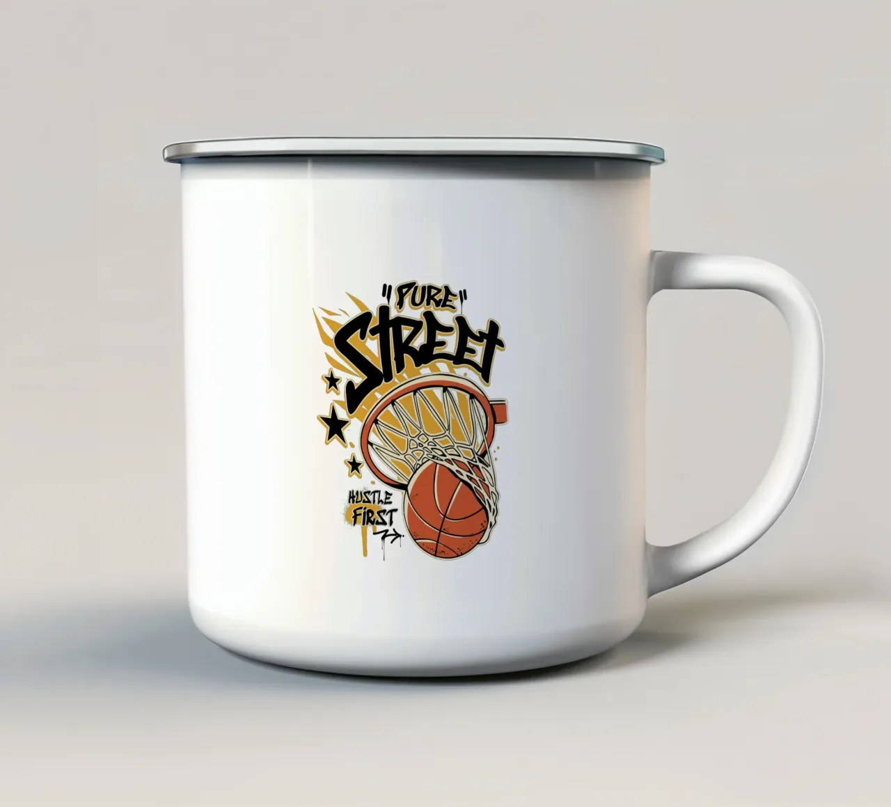 Hustle First Street Basket tazza in smalto da TeeLab