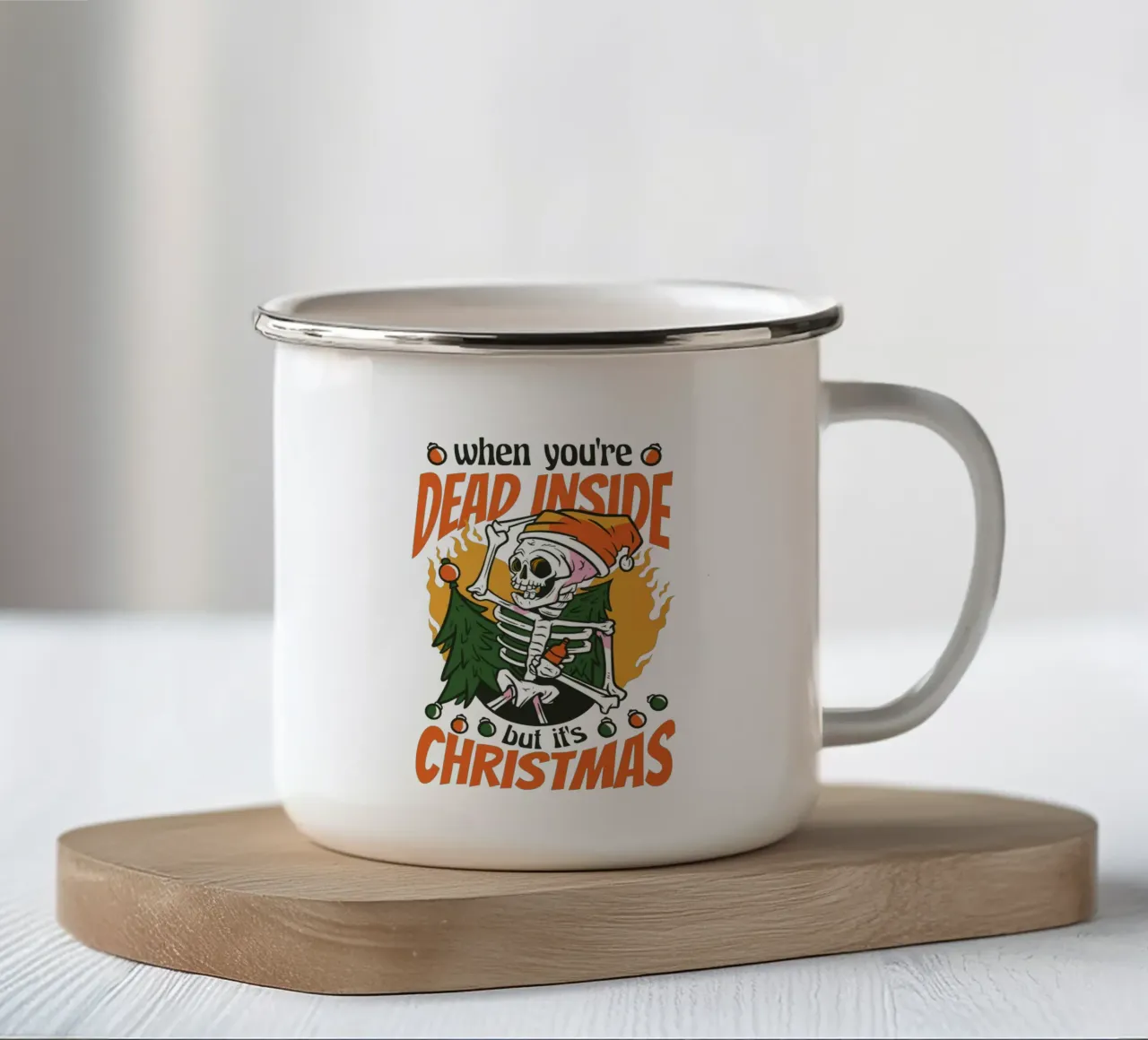 Scheletro di Natale sarcastico tazza in smalto da TeeLab