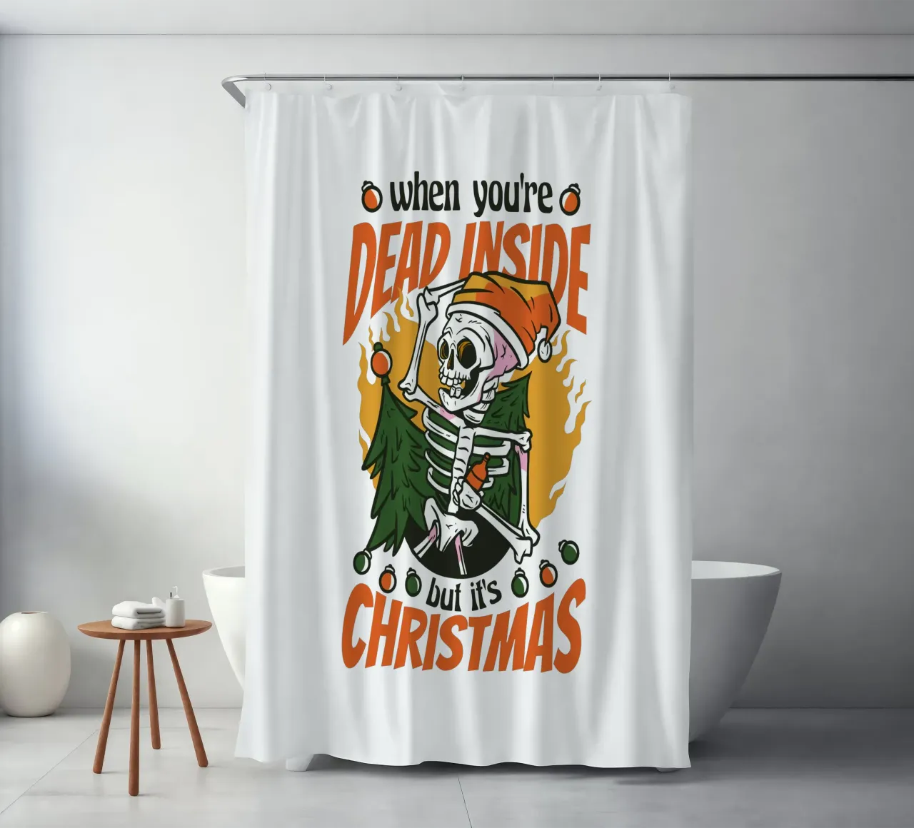 Scheletro di Natale sarcastico tenda da doccia da TeeLab