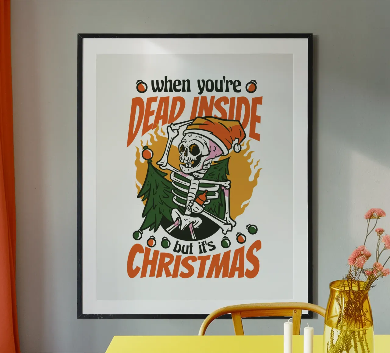 Scheletro di Natale sarcastico carta hahnemühle da TeeLab