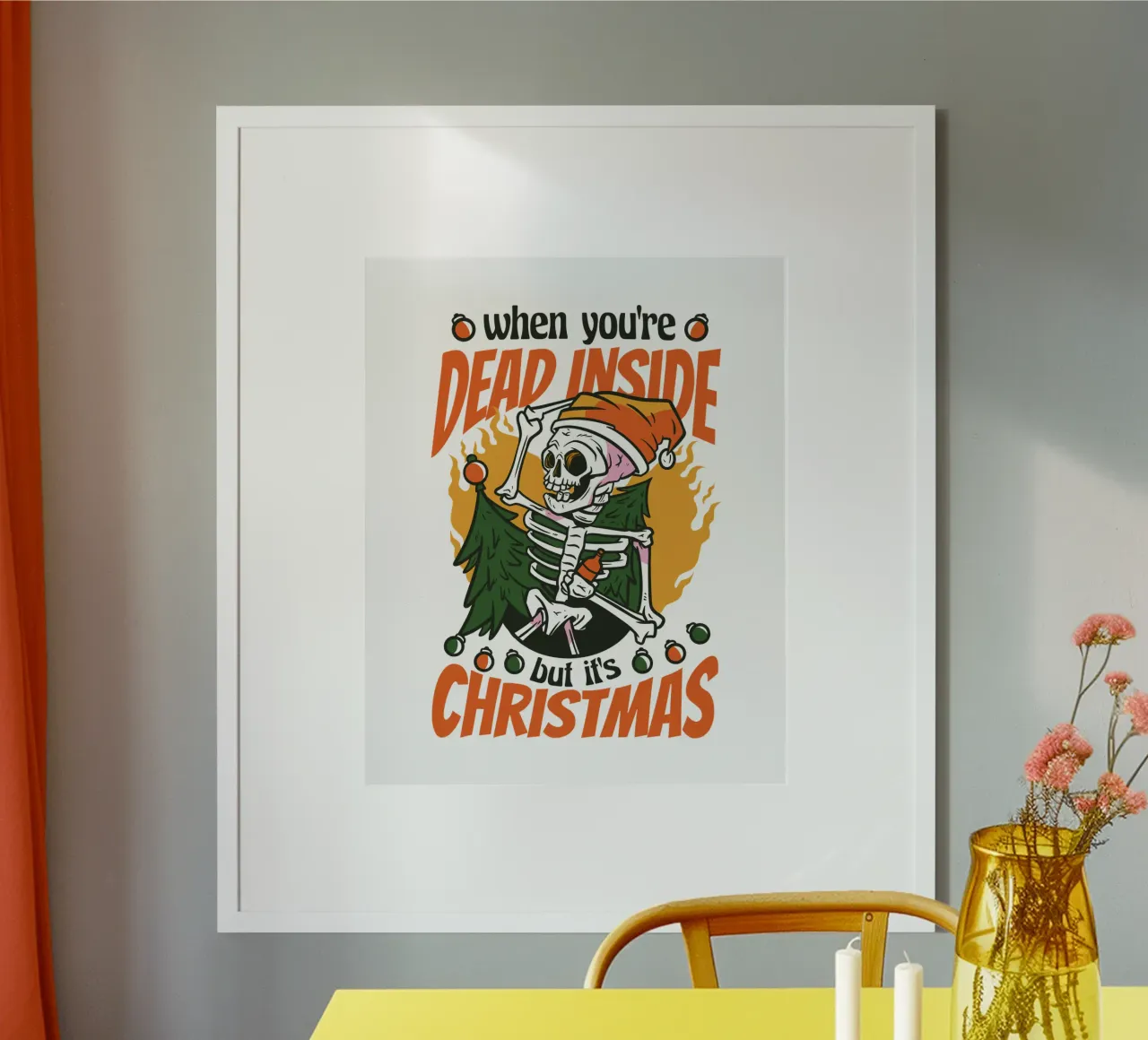 Scheletro di Natale sarcastico carta hahnemühle da TeeLab