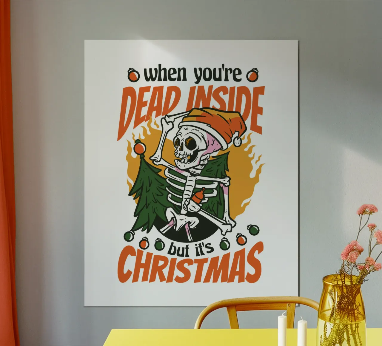 Scheletro di Natale sarcastico carta hahnemühle da TeeLab
