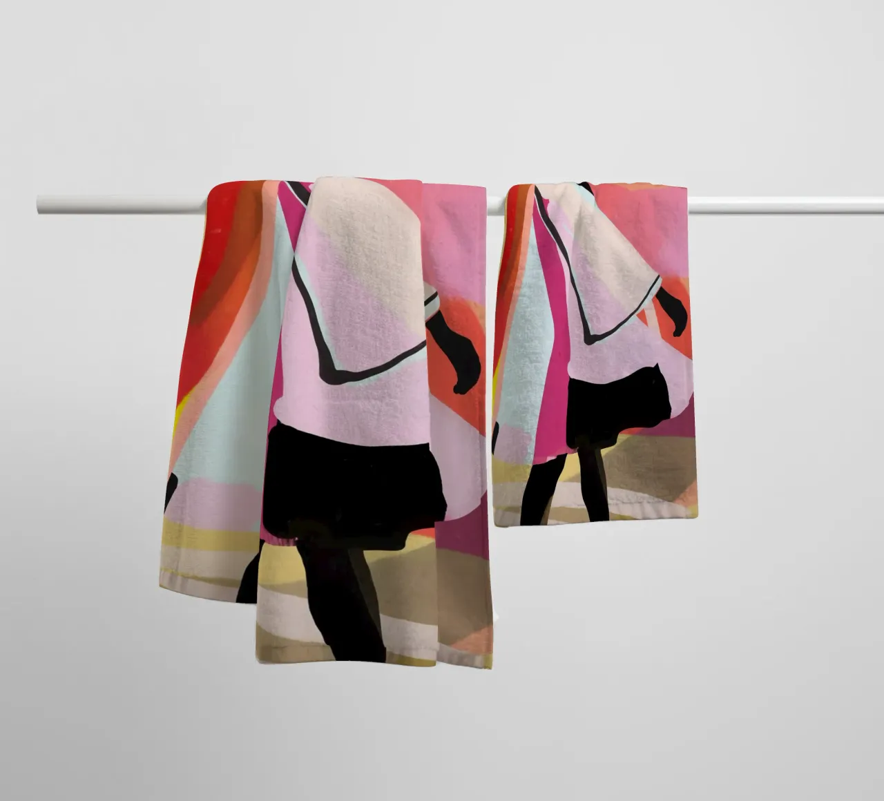 Abstrakte Kunst Sonnenuntergang Mädchen 3 Handtuch von ThingDesign