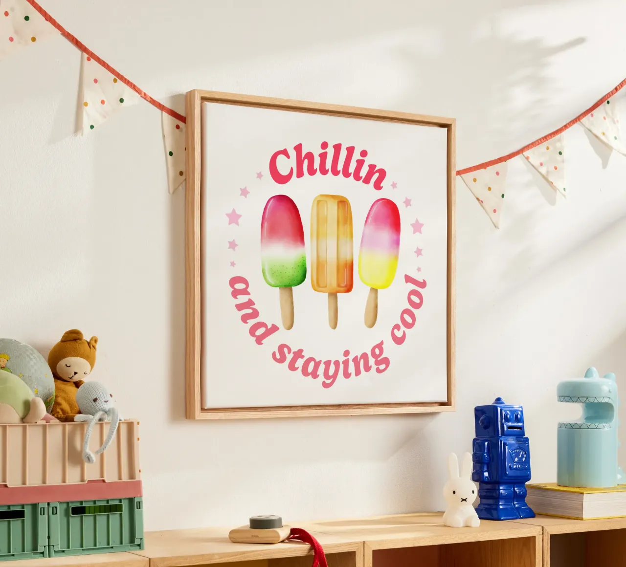 Chillin en koel blijven. Sommer und Eis. canvas met Baklijst van CalliLetters