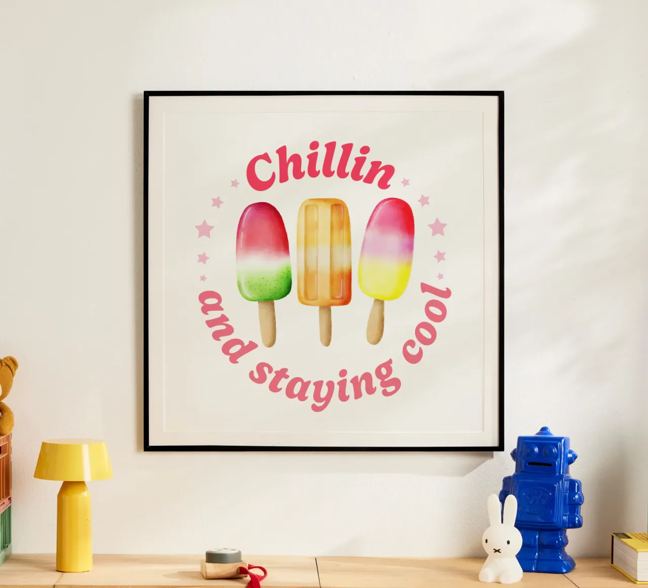 Stare al fresco. Sommer und Eis. poster con telaio in alluminio da CalliLetters