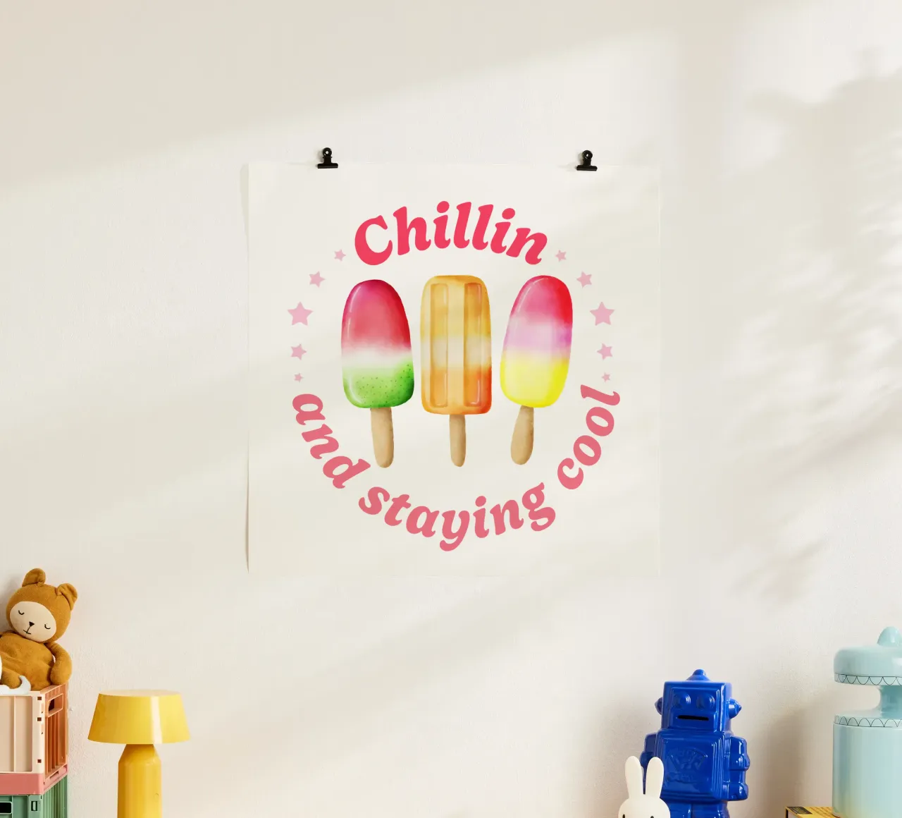 Stare al fresco. Sommer und Eis. poster con telaio in alluminio da CalliLetters