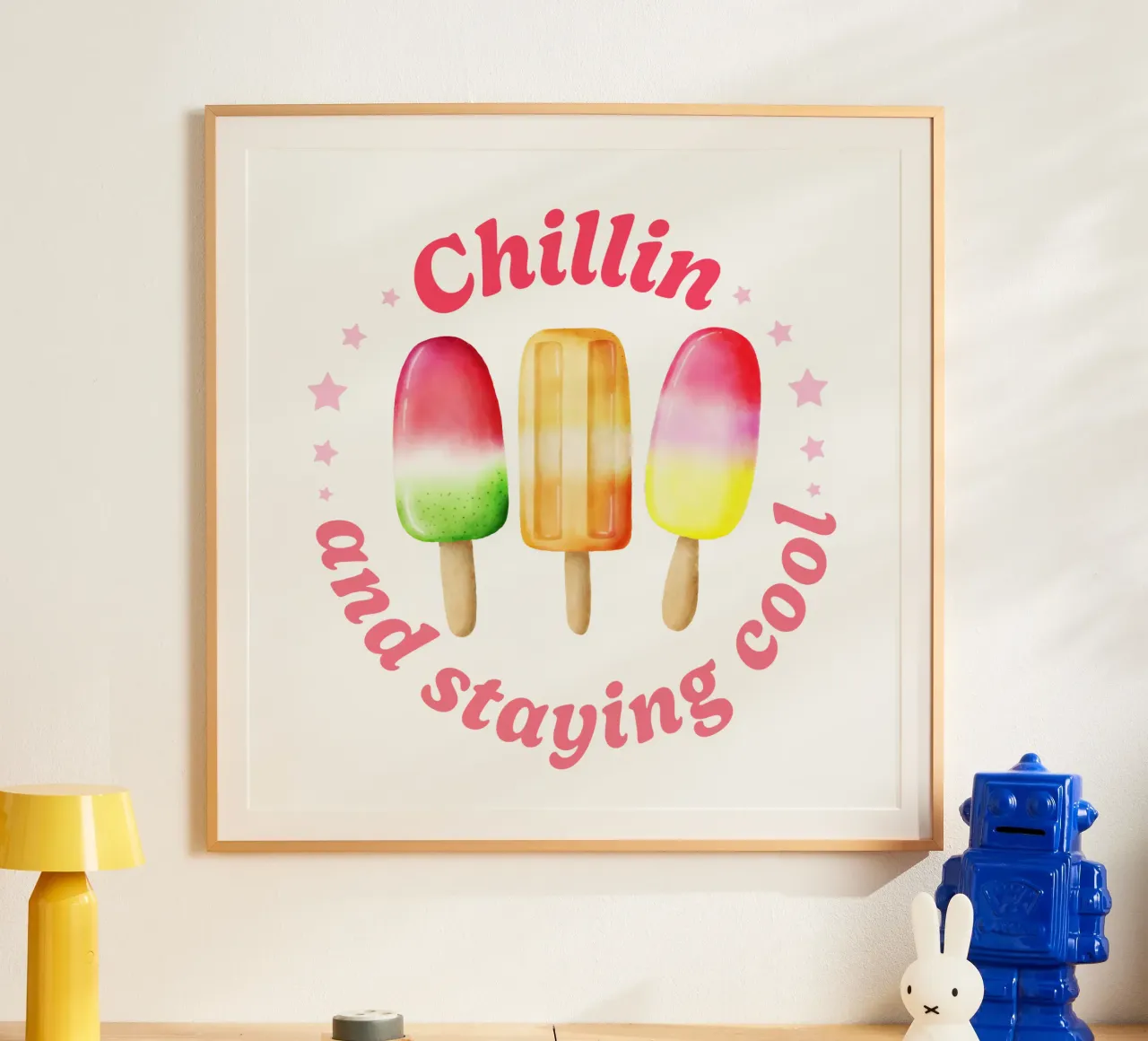 Stare al fresco. Sommer und Eis. poster con telaio in alluminio da CalliLetters