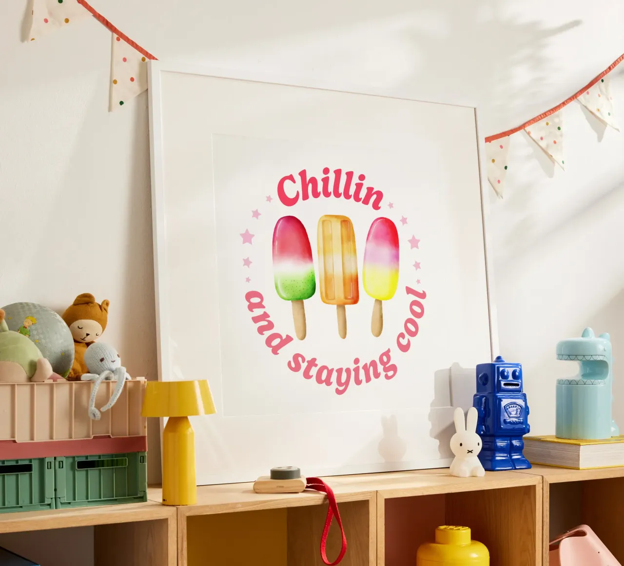 Stare al fresco. Sommer und Eis. poster con telaio in alluminio da CalliLetters