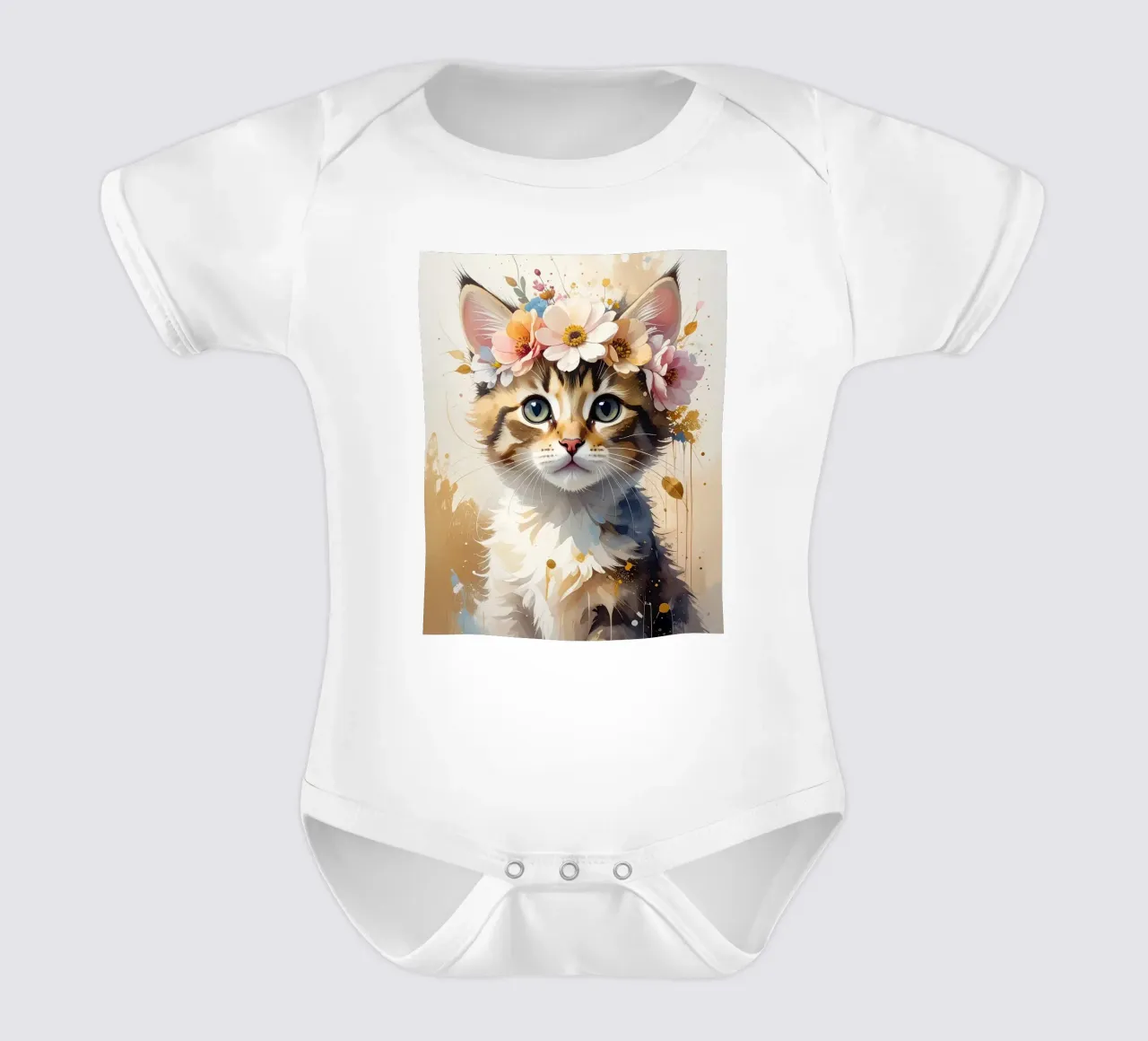 Das verträumte kleine Kätzchen Kurzarm Babybody von Katalier (Kids)