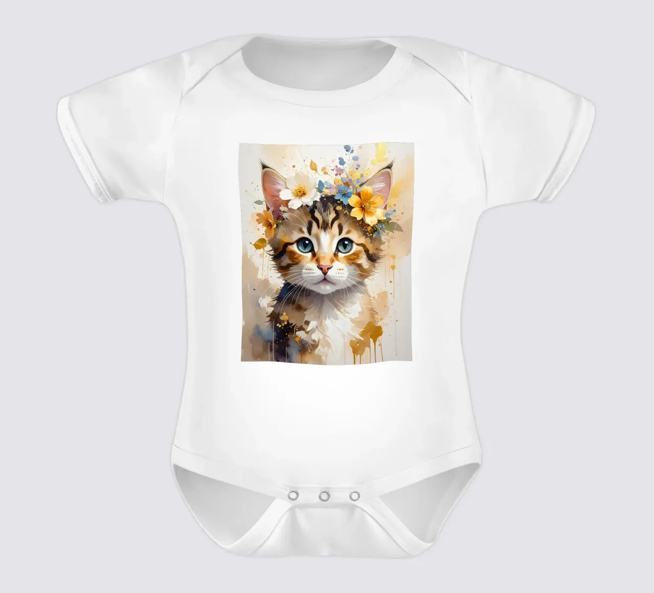 Das verträumte kleine Kätzchen Kurzarm Babybody von Katalier (Kids)