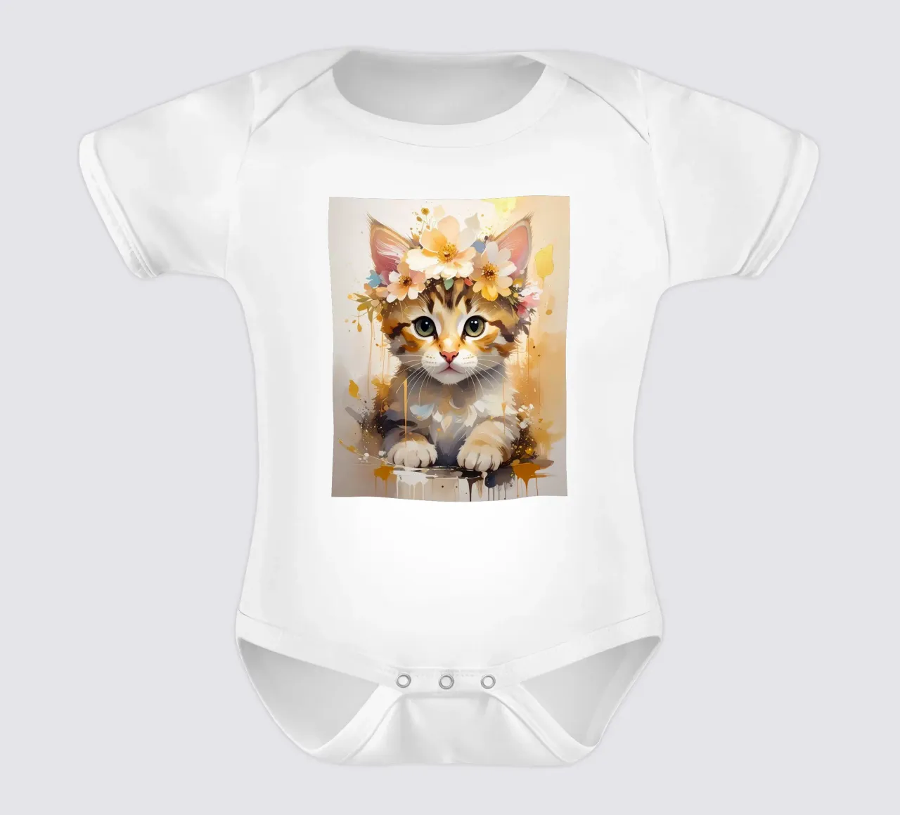 Das verträumte kleine Kätzchen Kurzarm Babybody von Katalier (Kids)