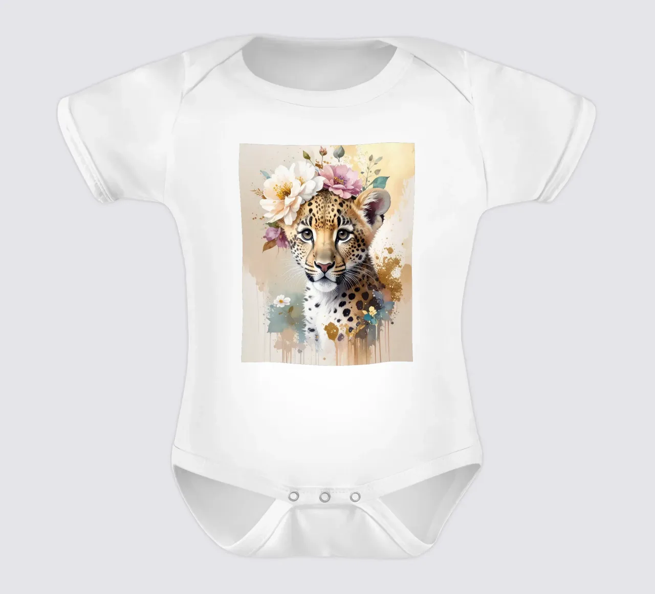 Die verträumte kleine Leopardin Kurzarm Babybody von Katalier (Kids)
