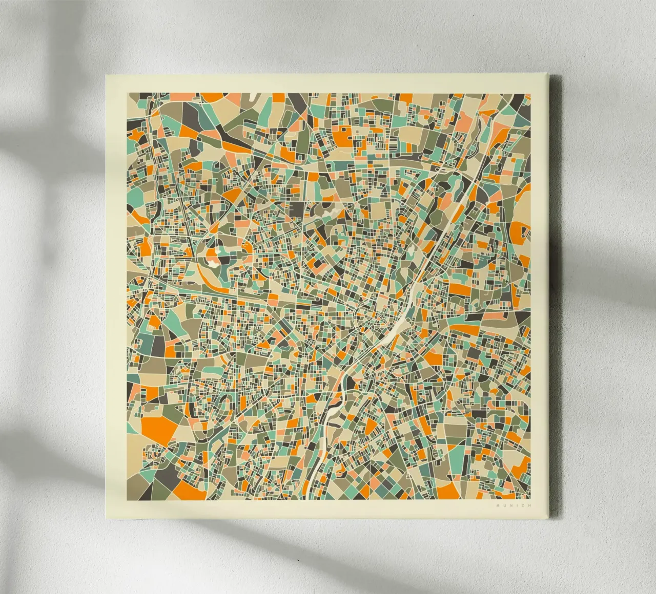 Munich Map canvas with Floater frame by Jazzberry Blue