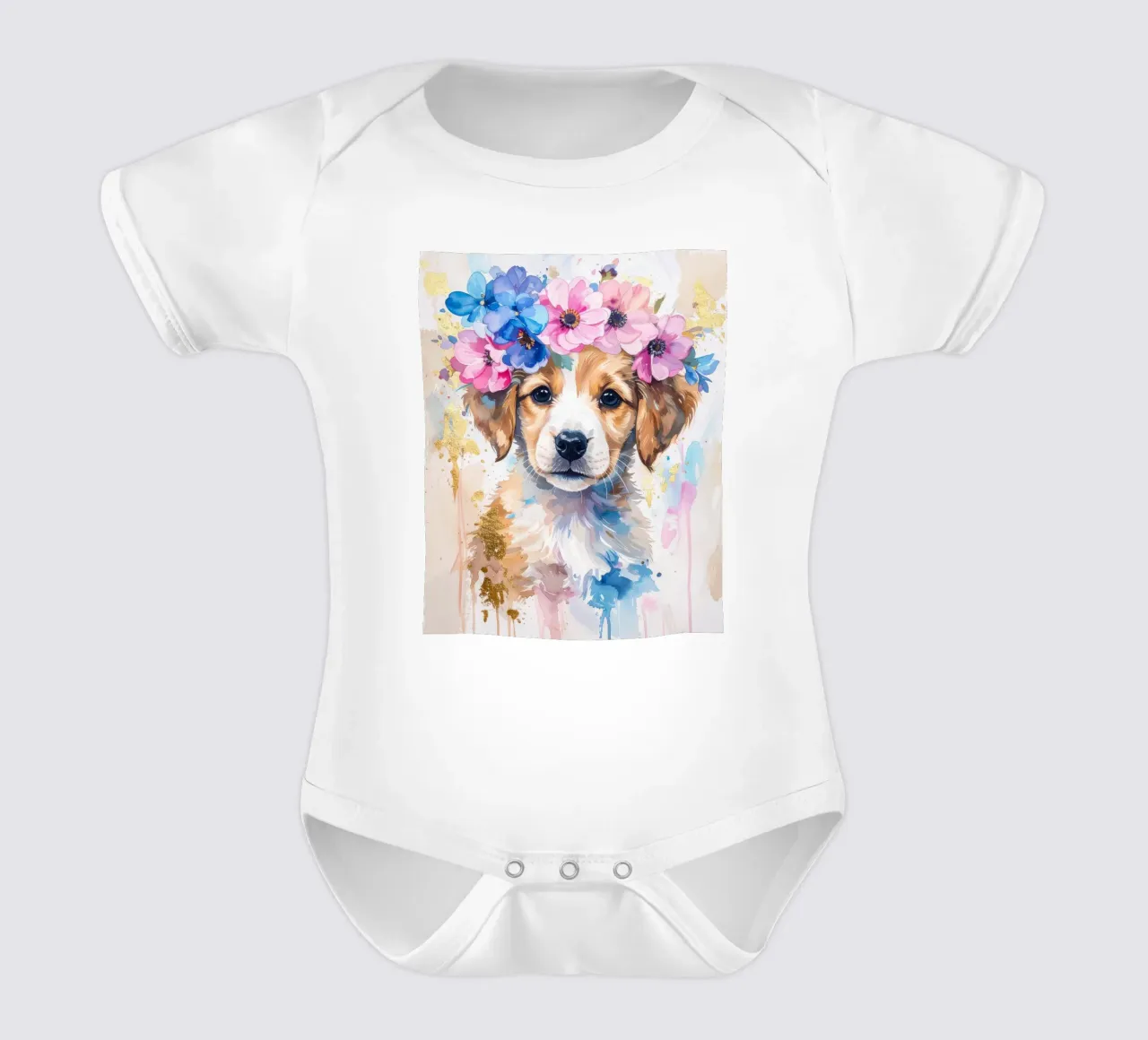 Der verträumte Welpe Kurzarm Babybody von Katalier (Kids)