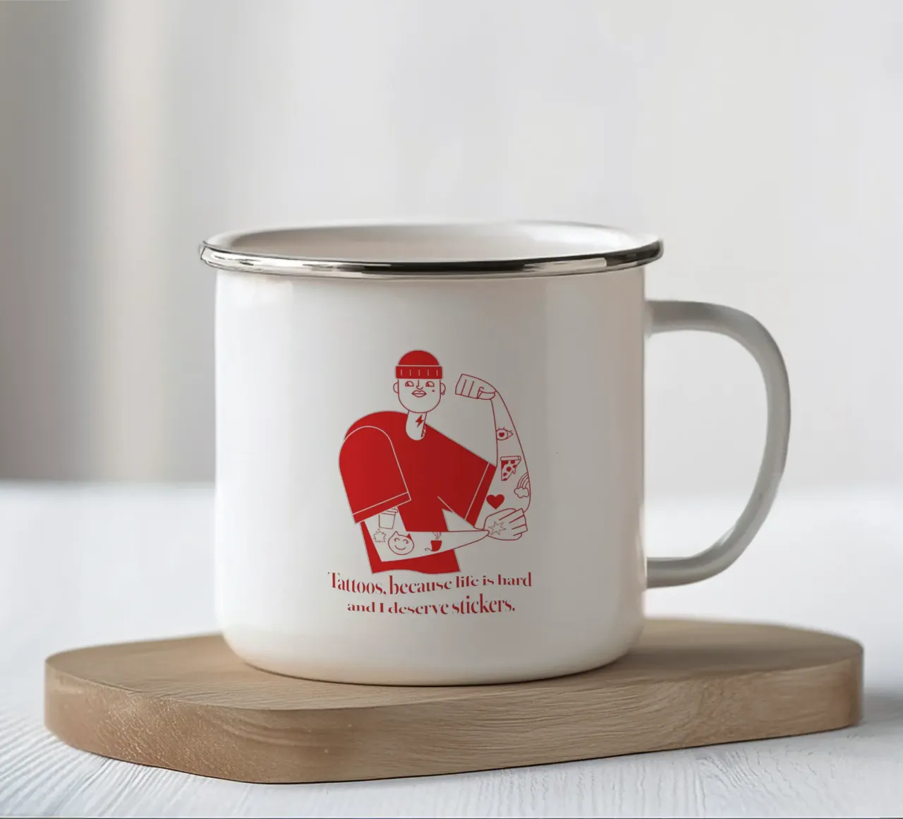 Tattoos, because life is hard... tazza in smalto da DARIA IVANOVNA