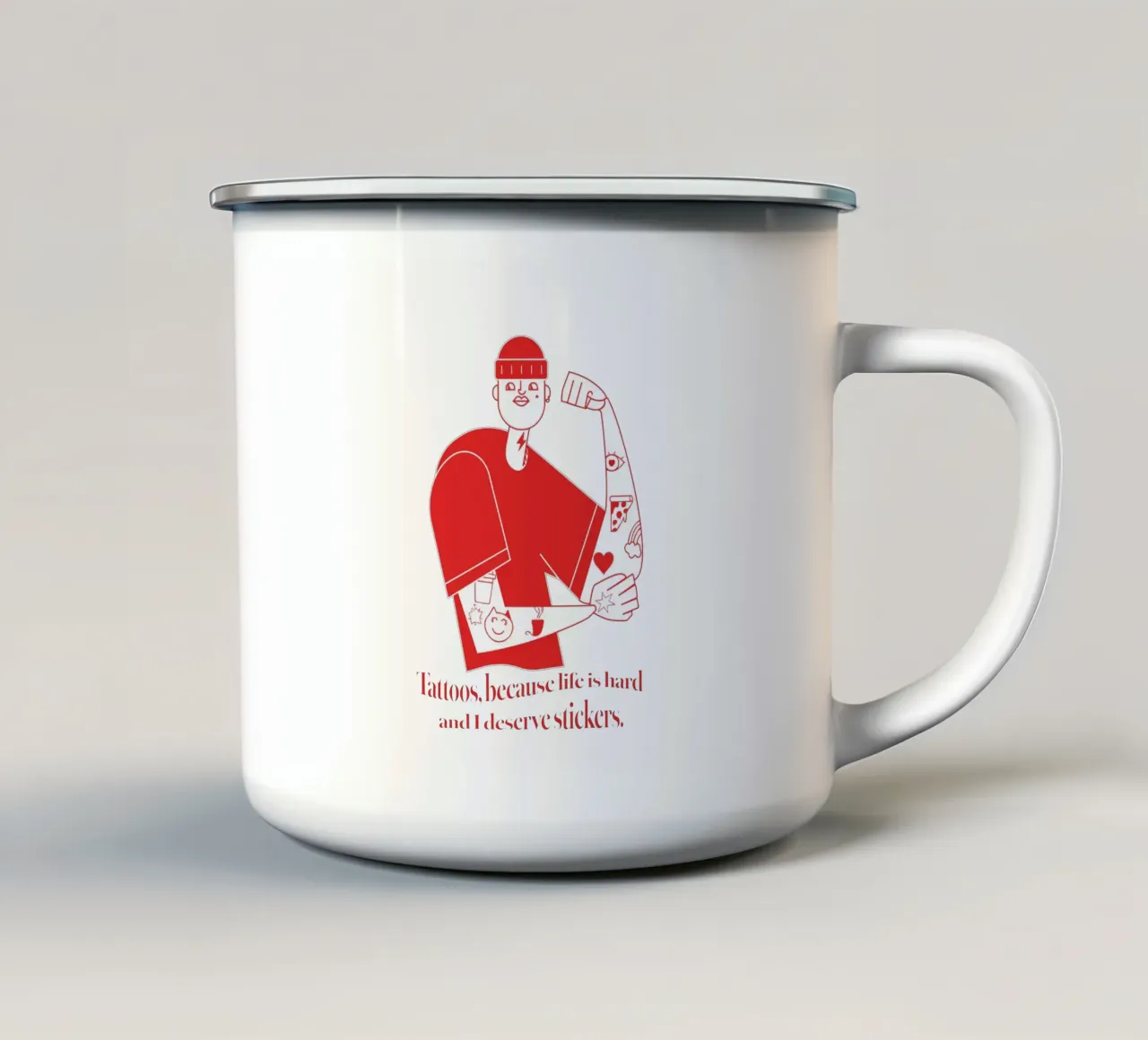 Tattoos, because life is hard... tazza in smalto da DARIA IVANOVNA