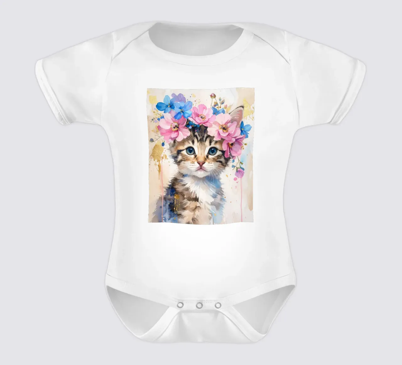 Das verträumte kleine Kätzchen Kurzarm Babybody von Katalier (Kids)