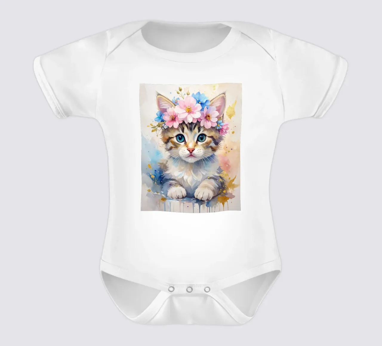 Das verträumte kleine Kätzchen Kurzarm Babybody von Katalier (Kids)