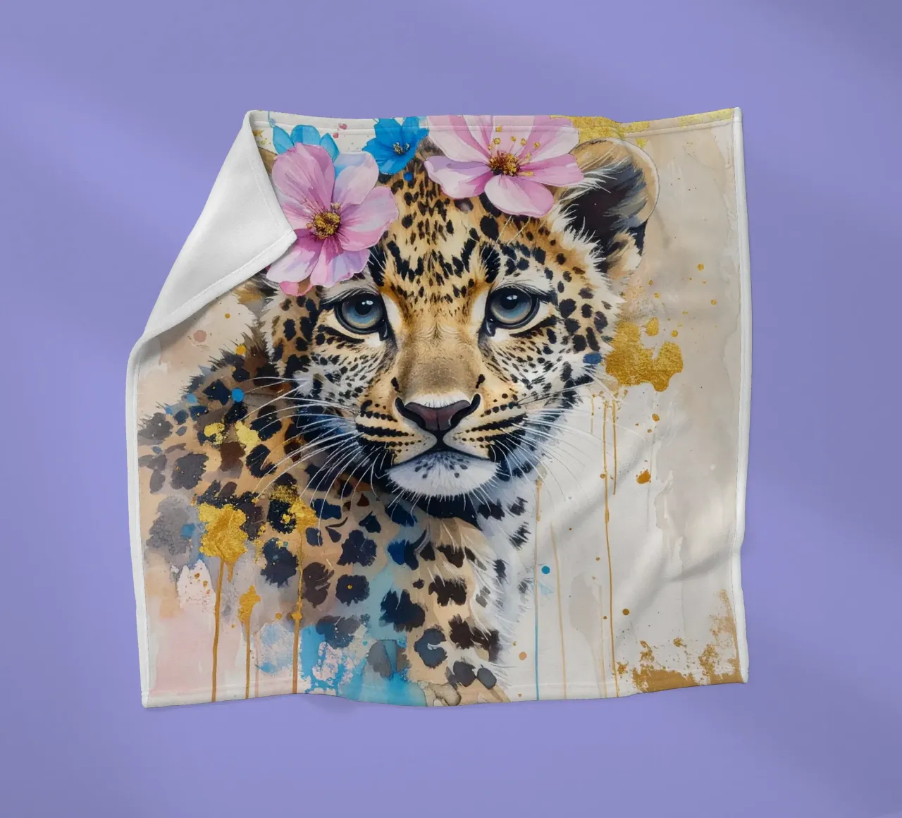 Die verträumte Leopardin Fleecedecke von Katalier (Kids)