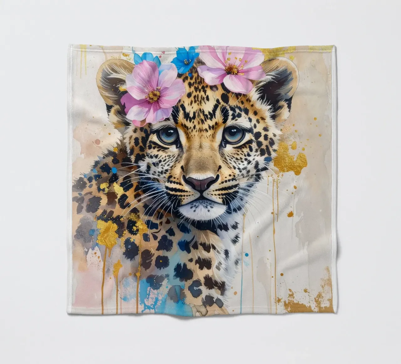 Die verträumte Leopardin Fleecedecke von Katalier (Kids)