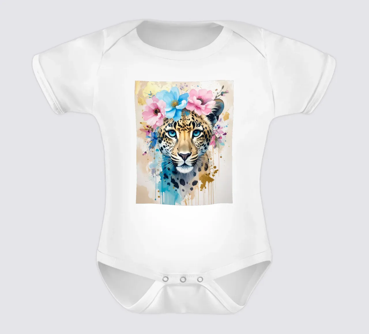 Die verträumte Leopardin Kurzarm Babybody von Katalier (Kids)