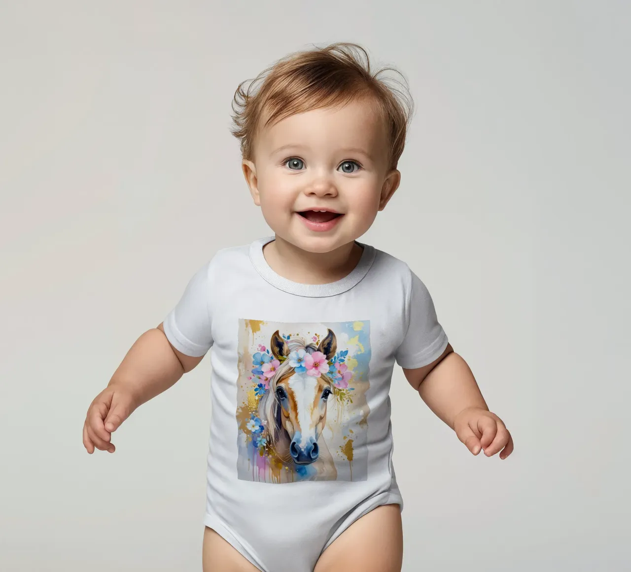 Das verträumte Pferd Kurzarm Babybody von Katalier (Kids)