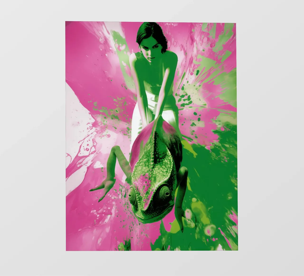 Donna camaleonte | Action Painting in rosa e verde pellicola backlit da Autofocus