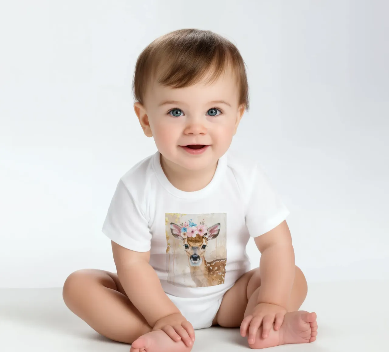 Il piccolo cervo sognatore body neonato maniche corte da Katalier (Kids)