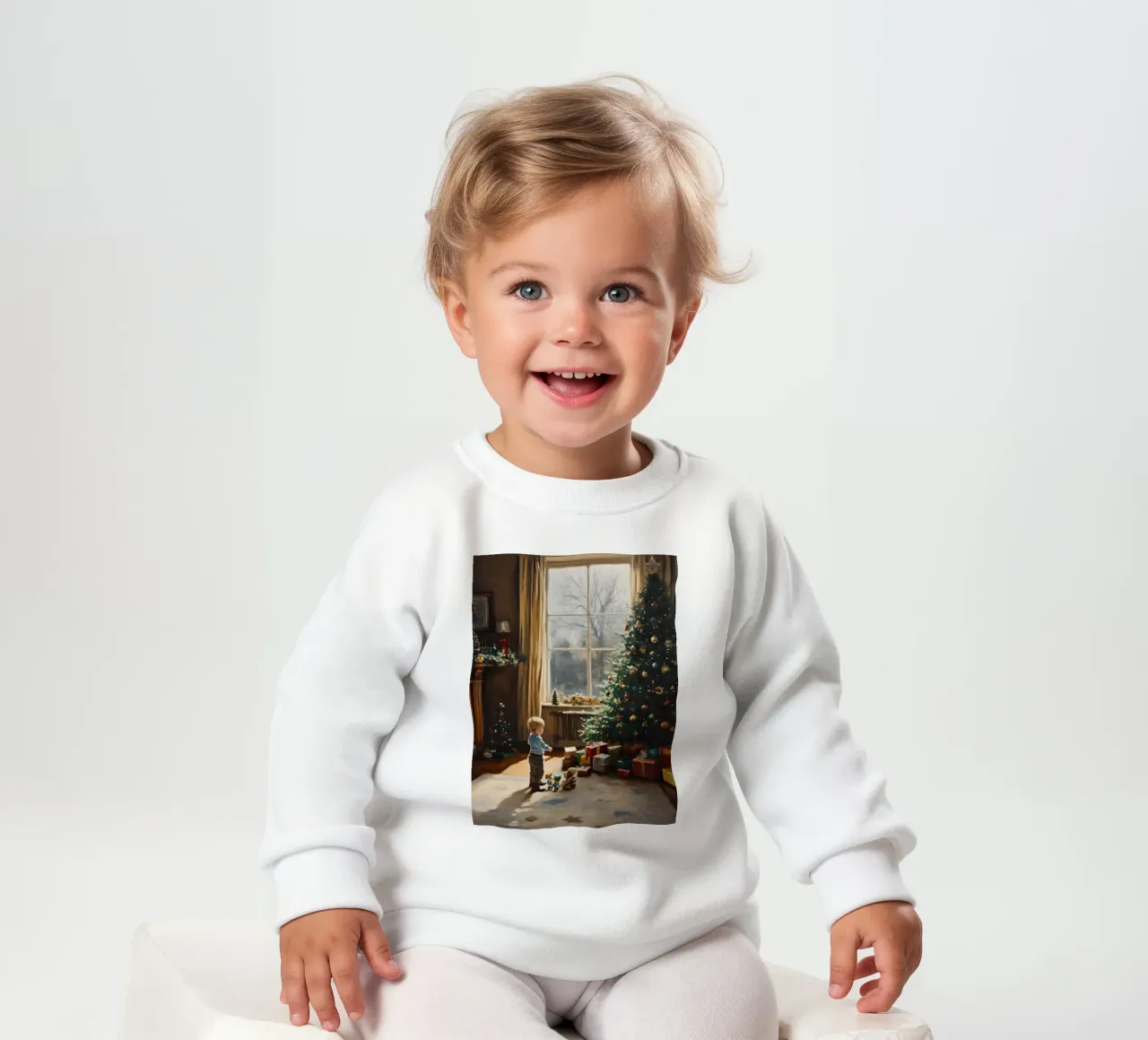 Bambino davanti all'albero di Natale felpa neonato da Christmas Vibes 2025