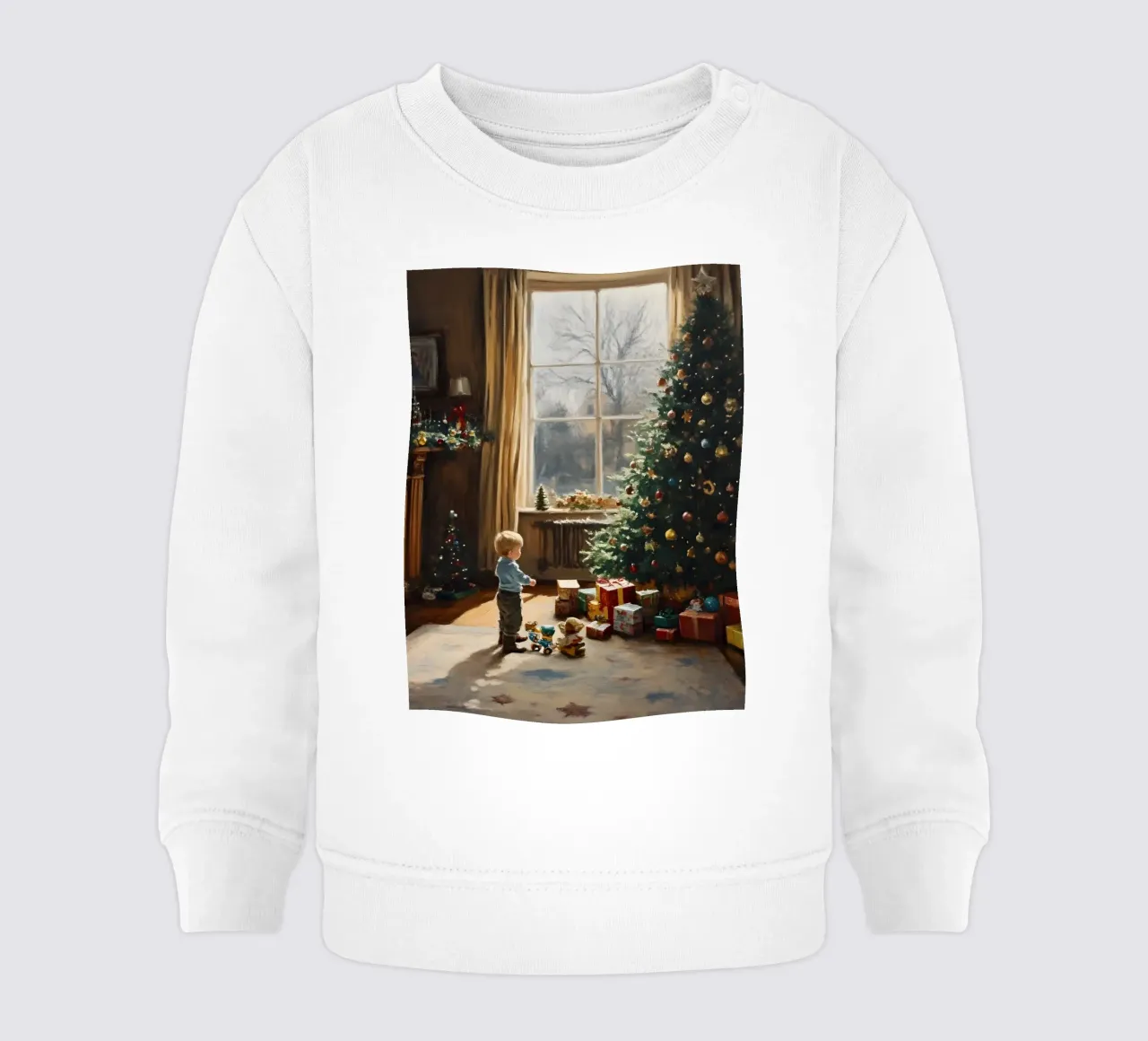 Bambino davanti all'albero di Natale felpa neonato da Christmas Vibes 2025